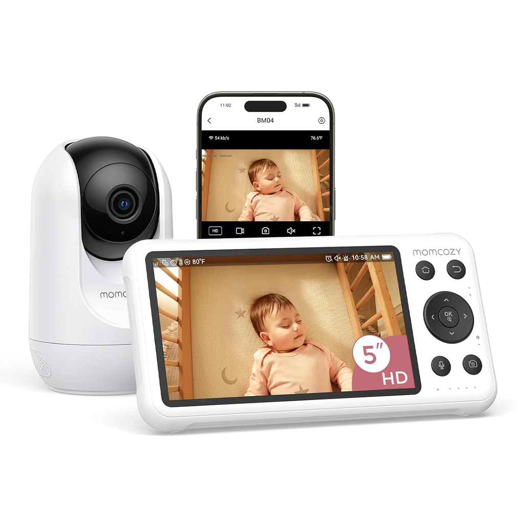 5" 1080P Smart Baby Monitor Camera with Cry Detection, Night Vision & Two-Way Talk