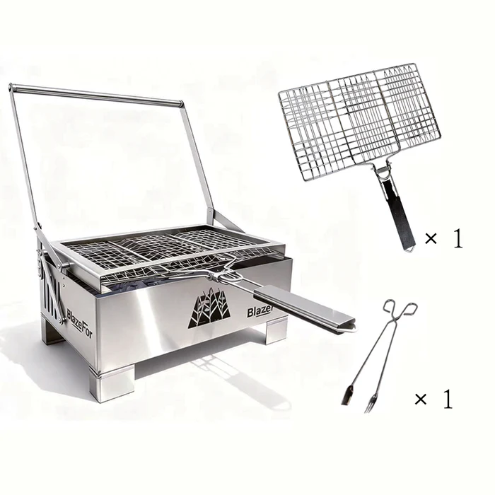 Premium Box-Style Rotating Charcoal Grill, 360° BBQ Grill with Adjustable Heat Control for Outdoor Cooking, Backyard & Camping