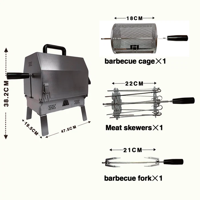 Electric Rotating Oven, 360° Rotisserie Grill Oven with Adjustable Temperature Control for BBQ, Roasting & Outdoor Cooking