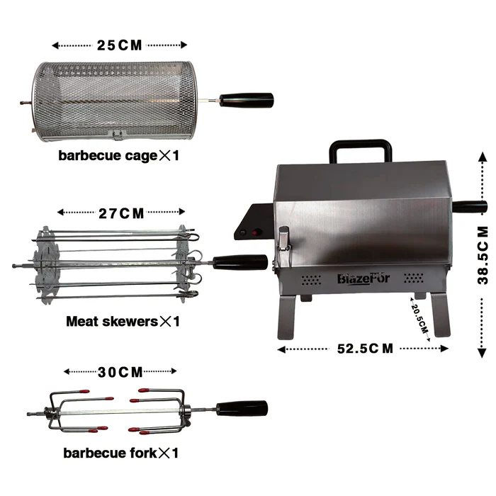 Electric Rotating Oven, 360° Rotisserie Grill Oven with Adjustable Temperature Control for BBQ, Roasting & Outdoor Cooking