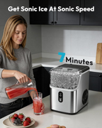 Nugget Ice Maker Countertop, 34lbs/Day Self-Cleaning Sonic Ice Machine with Stainless Steel Design