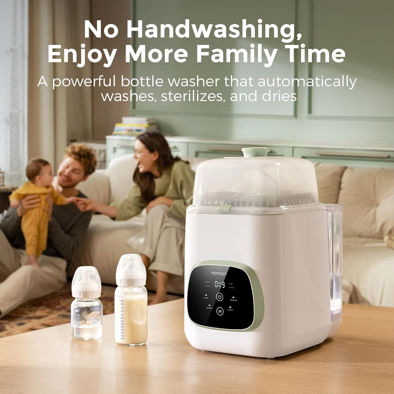 Baby Bottle Washer Sterilizer and Dryer, All-in-One Automatic Bottle Cleaning Machine