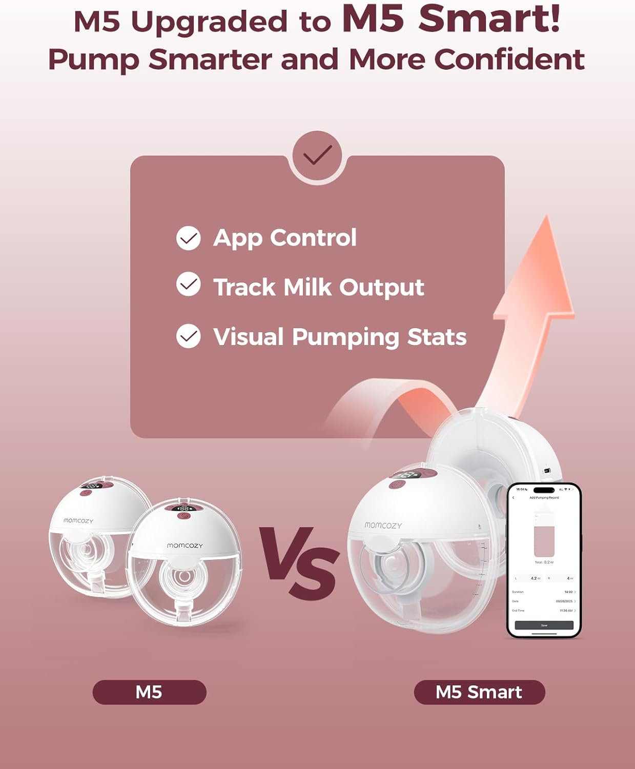 Smart Wearable Breast Pump, Hands-Free Wireless Electric Breast Pump with App Control