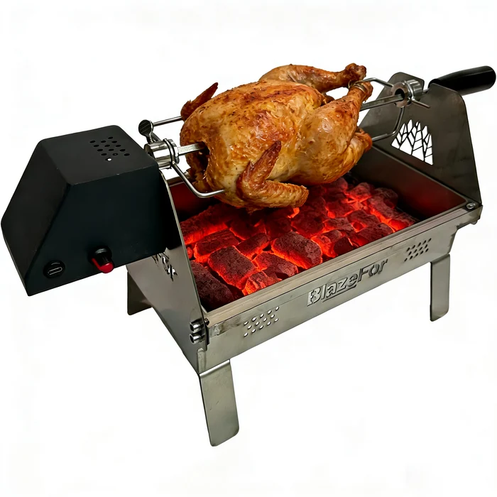 Electric Rotating Oven, 360° Rotisserie Grill Oven with Adjustable Temperature Control for BBQ, Roasting & Outdoor Cooking