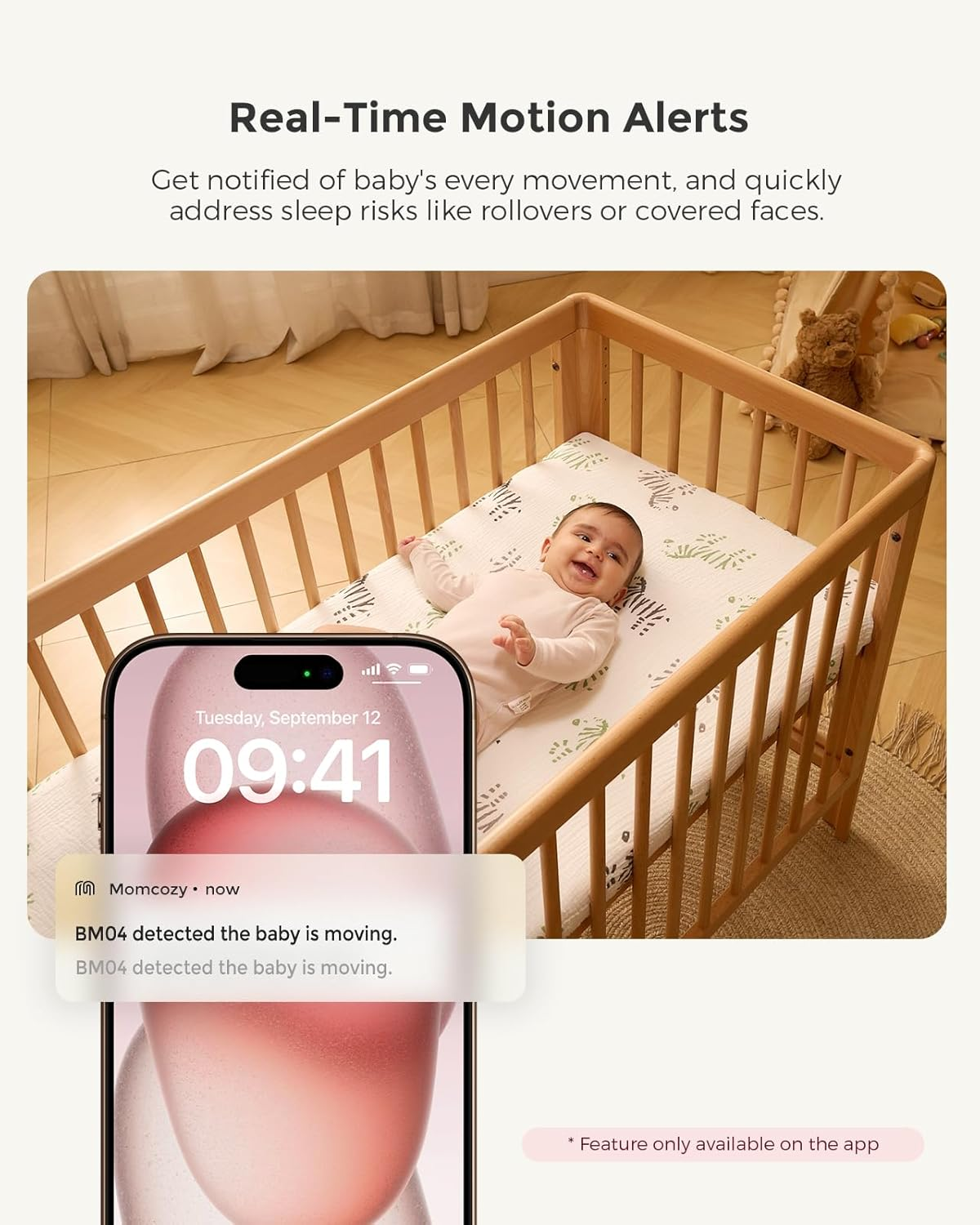 5" 1080P Smart Baby Monitor Camera with Cry Detection, Night Vision & Two-Way Talk