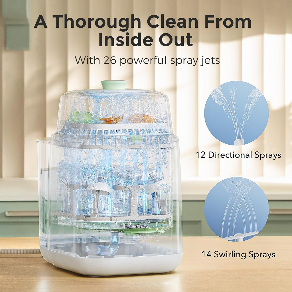 Baby Bottle Washer Sterilizer and Dryer, All-in-One Automatic Bottle Cleaning Machine