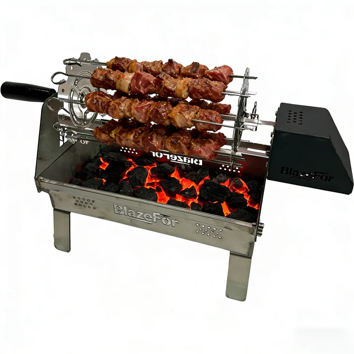 Electric Rotating Oven, 360° Rotisserie Grill Oven with Adjustable Temperature Control for BBQ, Roasting & Outdoor Cooking
