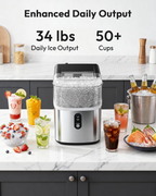 Nugget Ice Maker Countertop, 34lbs/Day Self-Cleaning Sonic Ice Machine with Stainless Steel Design