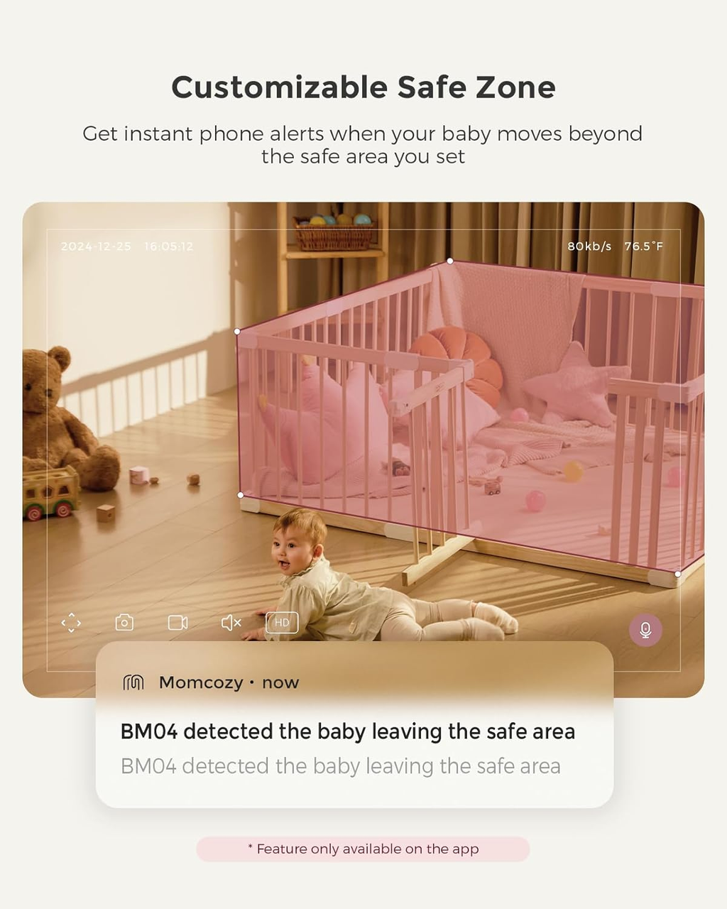 5" 1080P Smart Baby Monitor Camera with Cry Detection, Night Vision & Two-Way Talk