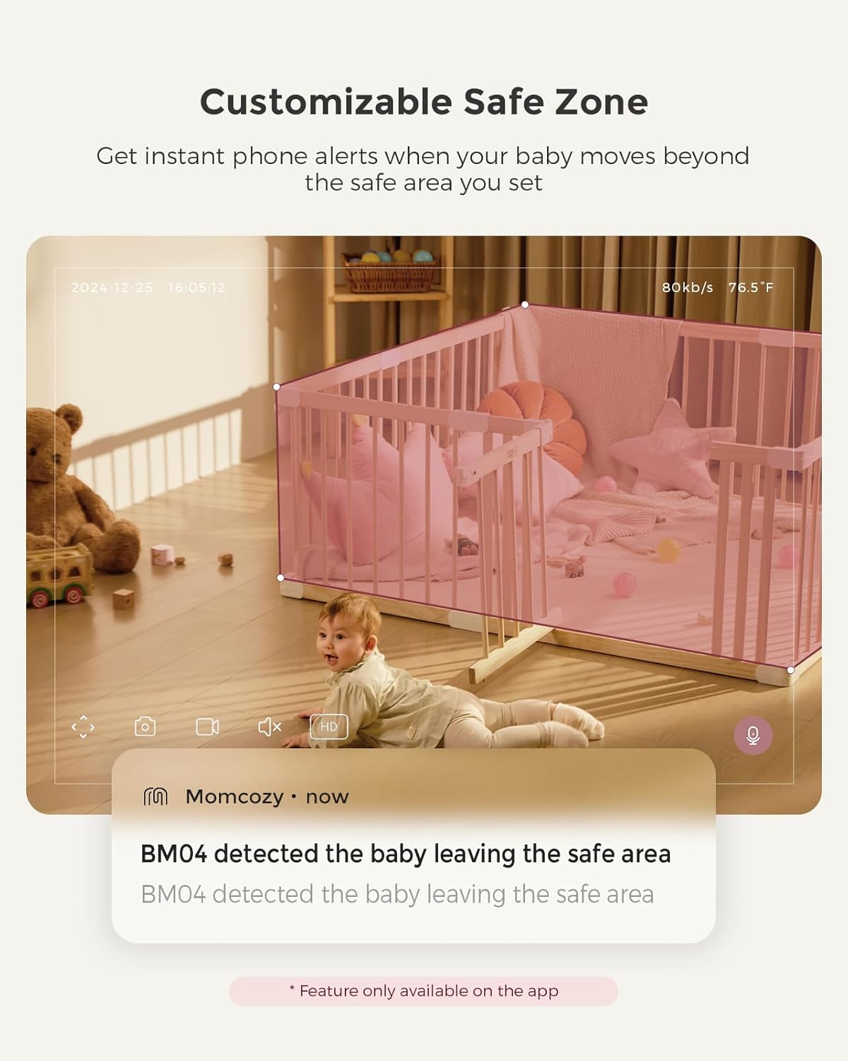 5" 1080P Smart Baby Monitor Camera with Cry Detection, Night Vision & Two-Way Talk