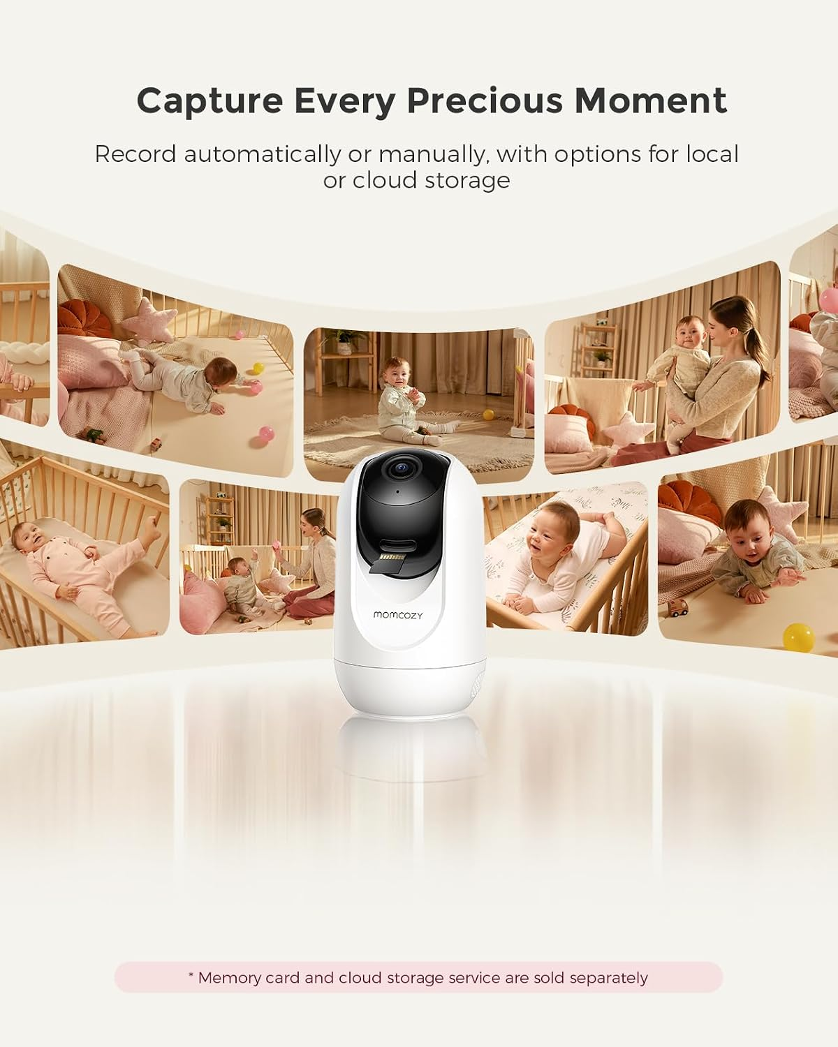 5" 1080P Smart Baby Monitor Camera with Cry Detection, Night Vision & Two-Way Talk
