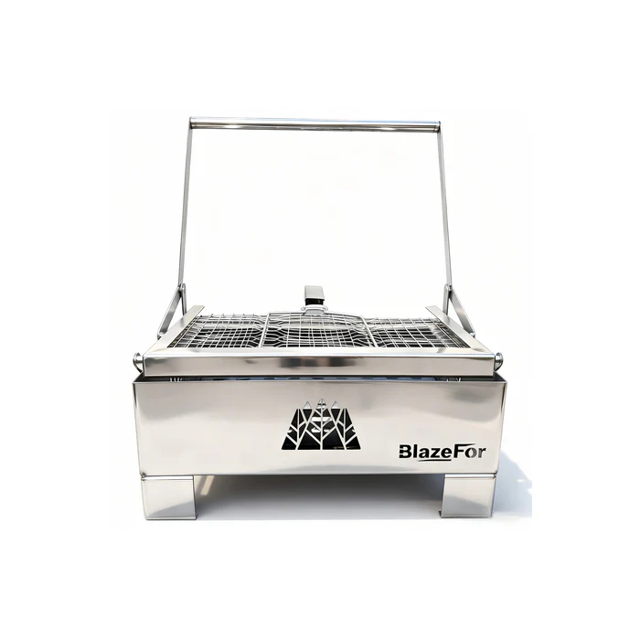 Premium Box-Style Rotating Charcoal Grill, 360° BBQ Grill with Adjustable Heat Control for Outdoor Cooking, Backyard & Camping