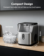 Nugget Ice Maker Countertop, 34lbs/Day Self-Cleaning Sonic Ice Machine with Stainless Steel Design