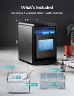 40lbs Nugget Ice Maker Countertop, Self-Cleaning Sonic Pebble Ice Maker Machine for Home