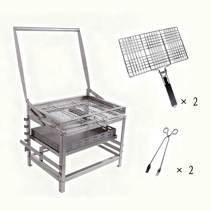 Adjustable Charcoal Rotating Grill, 360° BBQ Grill for Outdoor Cooking