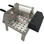 Double-Row Electric Rotating Grill, 360° Automatic BBQ Rotisserie Grill with Even Heating for Outdoor Cooking, Backyard & Camping