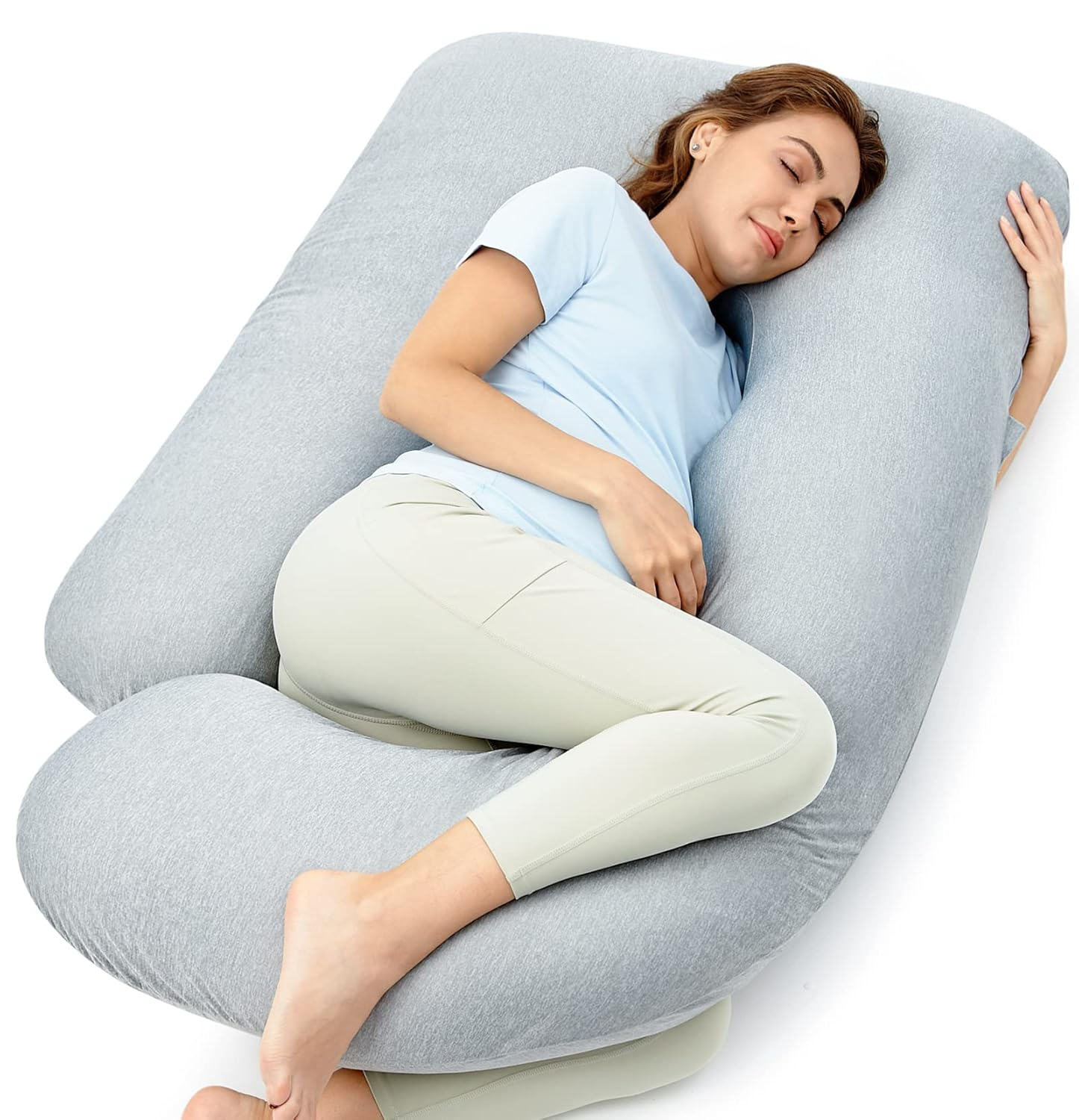 Pregnancy Pillow for Sleeping, U Shaped Full Body Maternity Pillow with Back, Belly & Leg Support